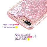 For Iphone 7 Plus Case,For Iphone 8 Plus Case, Double Layer Design Bling Flowing Liquid Floating Sparkle Colorful Glitter Waterfall Tpu Protective Phone Case, Rose Gold