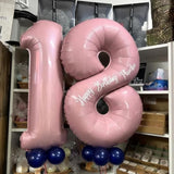 18 Foil Balloon Pastel Pink, 40 Inch Helium Number 1 & 8 Balloon For 18 Year Old Birthday Decorations, Large Self Inflating Mylar 18 Balloon For Girls 18Th Birthday Party Anniversary Decor Supplies