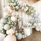 Dusty Green Neutral Balloon Set: Retro Party Decor