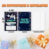 Bowling Birthday Invitations, Let'S Strike Up Neon Bowling Birthday Party Invitations For Boys Girls, Birthday Party Invitation Cards, Party Supplies And Decoration, 20 Cards & 20 Envelopes -D04