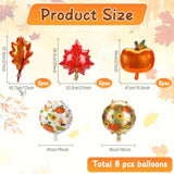 8pcs Thanksgiving Balloons Pumpkin Maple Leaf Orange Foil Balloons for Autumn Party Decor