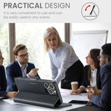 Iphone 16 Pro Max Wallet Case With Rfid Blocking, Magnetic Clasp, Kickstand, Leather Book Folio For Men Women - Black