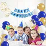 60 Pcs Royal Blue, Gold & White Balloons Metallic & Confetti for Weddings & Parties