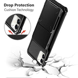 Compatible With Iphone 12 Case 5G Wallet 4-Card Slot Credit Card Holder Flip Hidden Pocket Dual Layer Protective Back Cover Compatible With Iphone 12 5G 6.1Inch Black