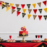 32Ft Hollywood Theme Party Decorations Red Black Gold Vip Star Triangle Flag Fabric Banner Pennant Garland Streamer For Movie Night Birthday Baby Shower Film Show Music Award Party Decor Supplies