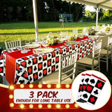3 Pcs Casino Theme Party Decorations Poker Tablecloth Poker Plastic Disposable Table Cover Casino Theme Tablecloth For Game Birthday Playing Card Party Picnic Supplies, 51 X 108 Inch (Plaid)