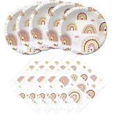 Boho Rainbow Party Plates & Napkins Set – Serves 20 Guests for Any Celebration