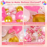 153-Pcs Pink Balloon Garland Arch Kit Gold Confetti Balloons Birthday Baby Shower