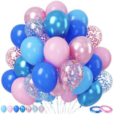 Pink And Blue Balloon Set - 50Pcs 12 Inch Pastel Confetti, Royal And Metallic Balloons For Kids Girls Birthday, Baby Shower, Gender Reveal Supplies