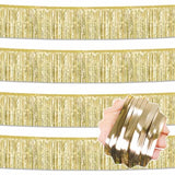 4 Pack 10 Ft Light Gold Foil Fringe Garland Metallic Streamers Tinsel Banner Wall Hanging Garland Backdrop For Parade Floats, Halloween, Christmas, Thanksgiving, New Year Party Decorations