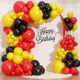 166Pcs Red Yellow Black Balloon Garland Arch Kit - Mouse Party Decorations With 18 12 10 5 Different Sizes Latex Party Balloons For Birthday Baby Shower Cartoon Game Theme Backdrop Decorations