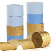 Dusty Blue & Gold Crepe Paper Streamers: Party Decoration Set