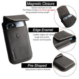 Leather Cell Phone Holster With Belt Clip, Flip Case For Iphone 14 13 Pro Max, Holder S22 Plus, Universal Pouch Large Phone,Black