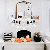 Hey Boo Glitter Ghost Banner Happy Halloween Party Supplies for Indoor Outdoor Decor