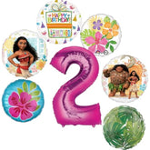 Moana 2nd Birthday Party Supplies 7pc Balloon Bouquet Decorations