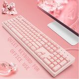 Pink Keyboard with 7-Colors LED Backlit, 104 Keys Silent Creamy Wired USB Keyboard, Double Shot Keycaps Light Up Keyboard for Computer, Mac, Laptop