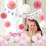 27pcs Pink Baby Shower Decorations β Banner, Balloons, Pom Poms & Confetti Set
