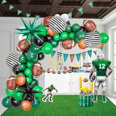 Football Balloon Garland Arch Kit Dark Green Brown Black Balloon Large Mylar Starburst For Sport Theme Super Bowl Touch Down Birthday Decorations