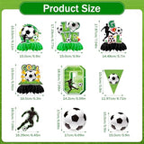 22 PCS Soccer Party Decorations, Includes Banner, Backdrop, Latex Balloons, Cupcake Toppers, Honeycomb Centerpieces, for Soccer Themed Party Decorations Supplies