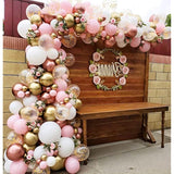 160pcs Rose Gold Pink White Balloon Garland Arch with Confetti for Baby Shower Party