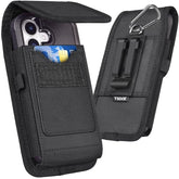 Cell Phone Holster Compatible With Iphone 16/15/14/13/12 Pro Max & Plus,17 Air Models - Belt Clip And Card Holder, Black, Xl