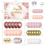 Rose Gold Floral Birthday Decorations Balloon Garland Kit Pink White Gold Confetti