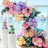 142Pcs Pastel Balloon Garland Kit β Pink, Purple, Sage & Butterfly Decor for Party and Shower