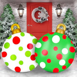 2 Pcs 32 Inch Giant Inflatable Christmas Ornaments Balls Large Pvc Holiday Inflatables Decorated Ball Outdoor Red And Gr