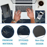 Whales In Gold Line Desk Mat,Large Gaming Mouse Pad,Non-Slip Rubber Base Desk Pad With Stitched Edges For Desk Office Home Decor 35.4X15.7 Inch