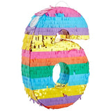 Rainbow Number 6 Pinata For 6Th Birthday Party Supplies, Fiesta, Anniversary Celebration, And Fiesta Celebration (Small, 16.5 X 11 X 3 In)
