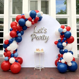 Red White And Blue Balloon Garland Arch Kit Double Stuffed Blue Balloons For Spring 4Th Of July Graduation Nautical Baseball Patriotic Birthday Party Decorations