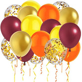 Fall Balloons 50Pcs 12Inch Burgundy Orange Yellow Gold Confetti Balloons for Autumn Party Decor