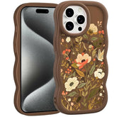 For Iphone 15 Pro 6.1'' Case, Brown Fall Floral Leaf Pattern Curly Wave Frame Hard Translucent Matte Clear Back Cover For Women Men Compatible With Magsafe Tpu Shockproof Drop Protection Phone Case