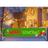 Green Christmas Fence Banner Winter Holiday Party Decoration Xmas Large Home Garden Outdoor Yard Hanging Sign Decor-1.6 * 8.2Ft (Green-A)