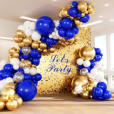 147Pcs Royal Blue And Gold Balloons Arch Garland Kit, 18 12 10 5 Inch Navy Blue Metallic Gold White For Graduation Baby Showr Decorations Birthday Wedding Party Decorations