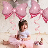 36 Inch Huge Pink Bow Foil Balloon Bowtie Decor for Baby Shower, Wedding, or Party
