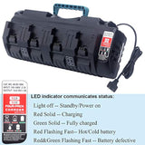 18V 4-Port Battery Charger 48-59-1804, Simultaneous Rapid Charger For 14V & 18V Lithium Ion Battery 48-11-1862 48-11-1850 48-11-1840 48-11-1815 48-11-1820 48-11-1828