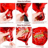 20 Happy Valentines Day Balloons - Red And Pink Aluminum Foil Heart Shaped Balloons With 'I Love You' Message And Ribbon For Wedding Decor And Romantic Photo Props