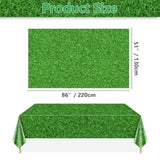 4 Pcs Green Grass Tablecloths, 51 X 86 Inch Green Plastic Tablecloth Grass Table Covers For Golf Party Decorations Woodland Baby Shower Decorations