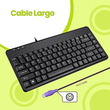 Perixx PERIBOARD-409P ES Mini Teclado con PS2 Cable - 314x146x20mm - Negro - Q