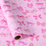 Pink Bows Wrapping Paper Roll 17In X 16.4Ft Cute Girly Gift Wrap Pink Bow