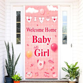 Welcome Home Baby Girl Door Banner, It’S A Girl Welcome Baby Girls Banner, Baby Shower Decorations For Girls, Gender Reveal Baby Shower Door Sign Party Decoration Inside Outside