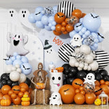 Halloween Balloon Arch Kit Ghost Bat Orange Black Blue Balloons for Spooky Birthday Party