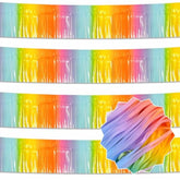 4 Pack 10 Ft Light Rainbow Foil Fringe Garland Metallic Streamers Tinsel Banner Wall Hanging Garland Backdrop For Parade Floats, Halloween, Christmas, Thanksgiving, New Year Party Decorations