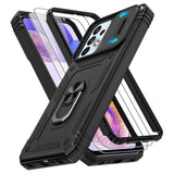 For Galaxy A23 5G Phone Case With Slide Camera Cover & Screen Protector*2, Build In 360° Rotating Ring Kickstand, Military Grade Protective Cover For Samsung Galaxy A23 5G, Black