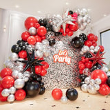 161pcs Red and Black Balloon Arch Kit with Star Balloons for Party Decorations