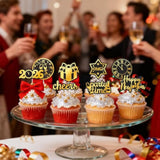 24pcs Happy New Year 2026 Cupcake Toppers Party Decorations