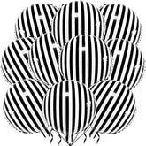 12-Pack 18" Black & White Striped Balloons Party Decorations for Birthdays and Baby Showers