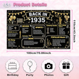 Back In 1935 Backdrop Banner 71X43 Inch Black And Gold Birthday Party Decorations Photography Background Photo Booth Props For Men Women