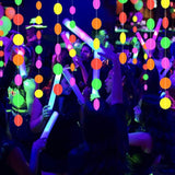 Neon Paper Circles Garland, Rave Black Light Birthday Decorations, Glow In The Dark Party Supplies, Uv Blacklight Reactive Decor, Hanging Circle Dots Streamers Wall Backdrop